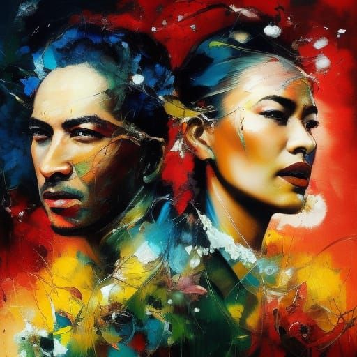 Abstract Expressionist Oil Painting: One Love, One Life