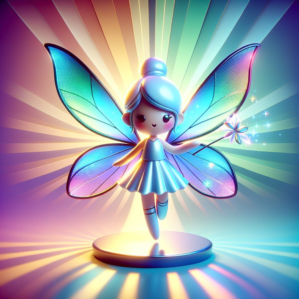 Enchanting Fairy with Iridescent Wings in 3D