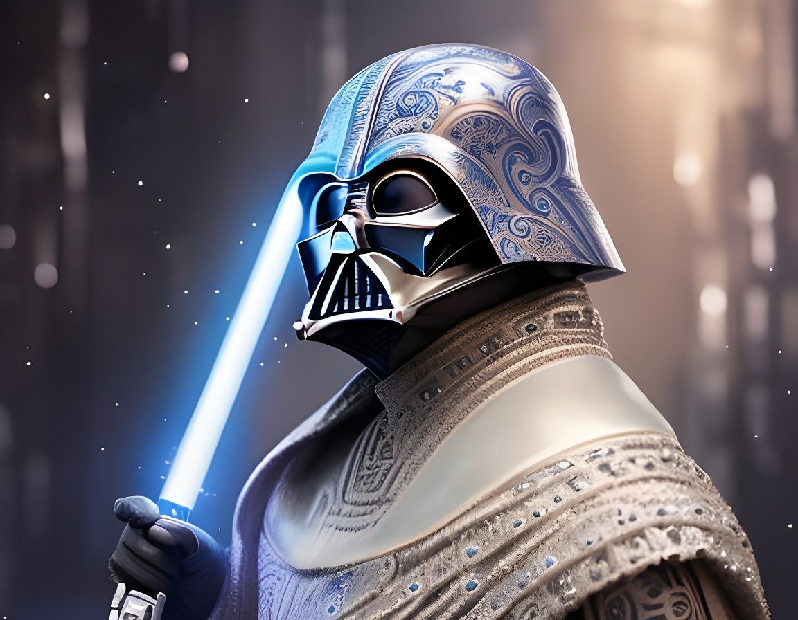 Blue Darth Vader Rococo Portrait in 4K