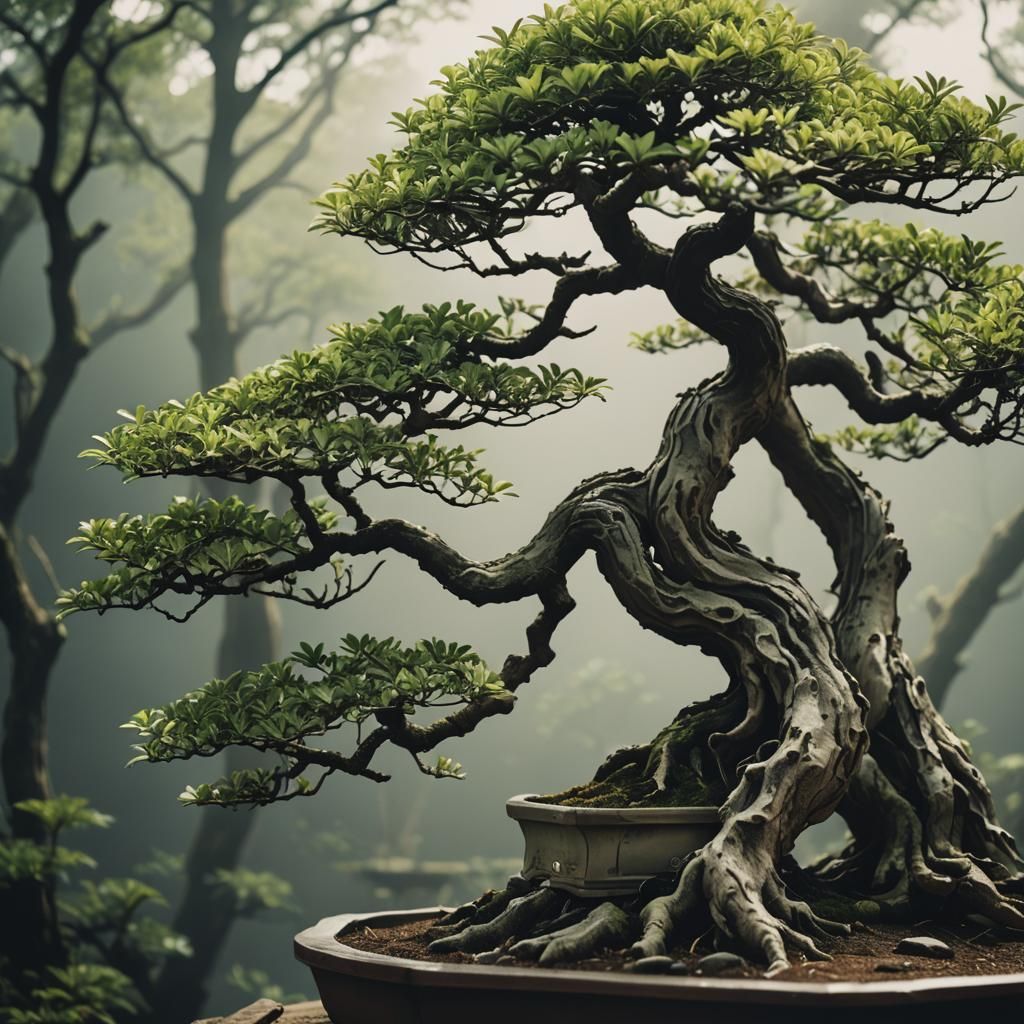 Cinematic Bonsai Tree in Dramatic Lighting