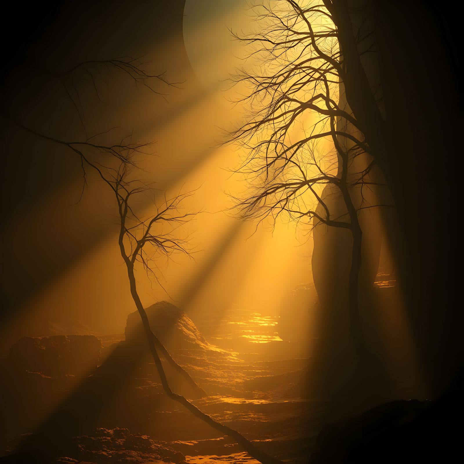 Serene and Atmospheric Hyperrealistic Composition