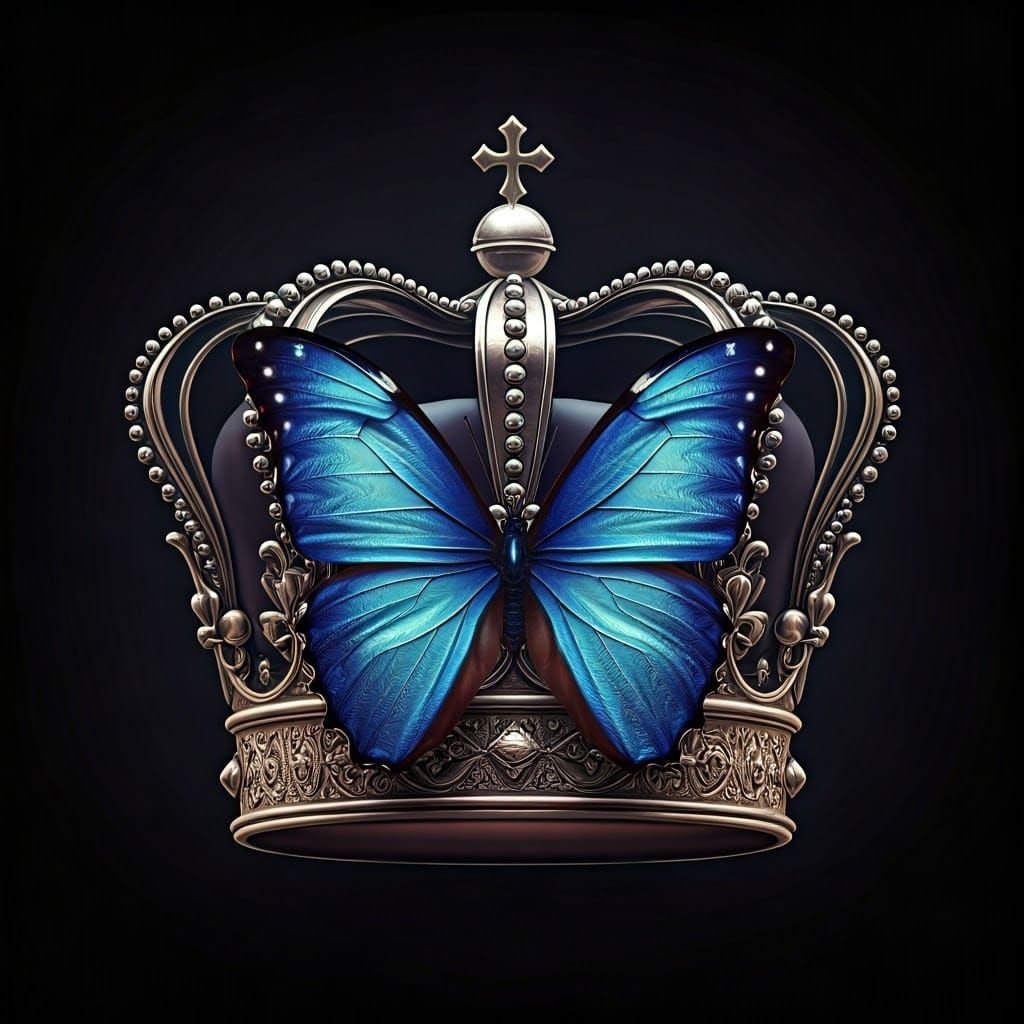 Bioluminescent Butterfly Crown: Hyper-Detailed Glass Engravi...