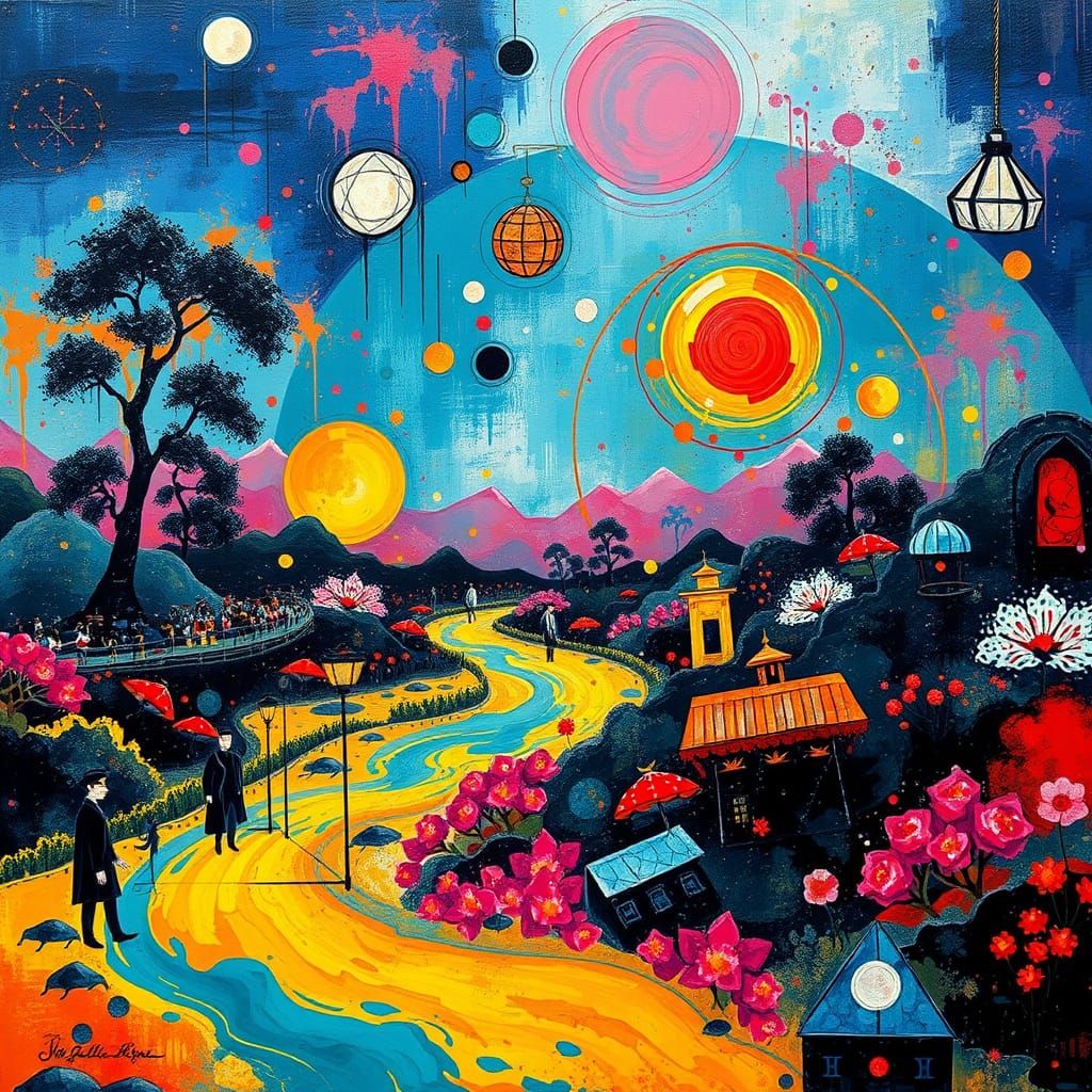 Psychedelic Zen Garden Rave with Abstract Japanese Art