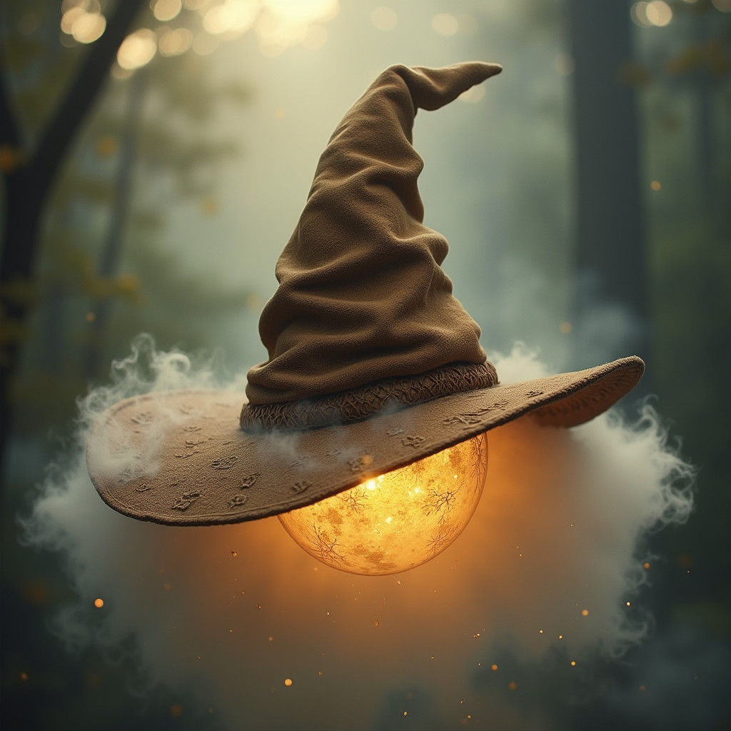 Glowing Sorting Hat in Ethereal Mist