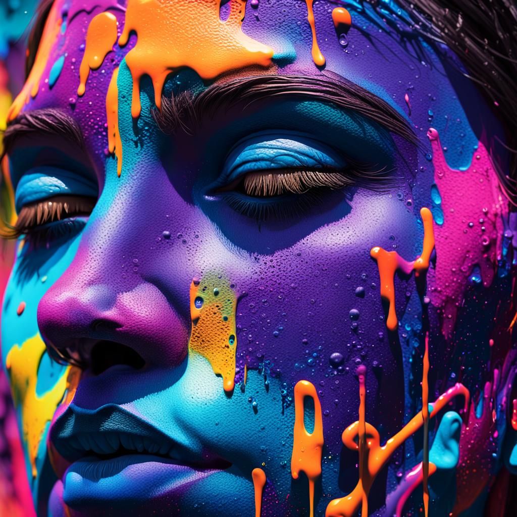 Surreal Graffiti Face in Dreamlike Psychedelic Style