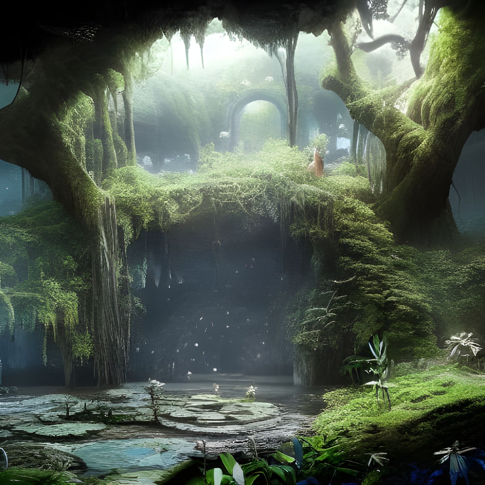 Luminous Crystal Cave in Digital Matte Painting