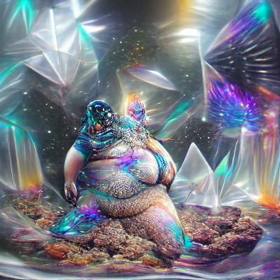 Cosmic Alien Drag Queen in Astral Holographic Style