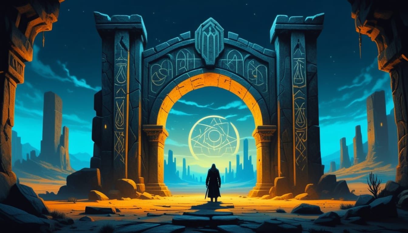 Stone Archway in Twilight: Dark Fantasy Concept Art
