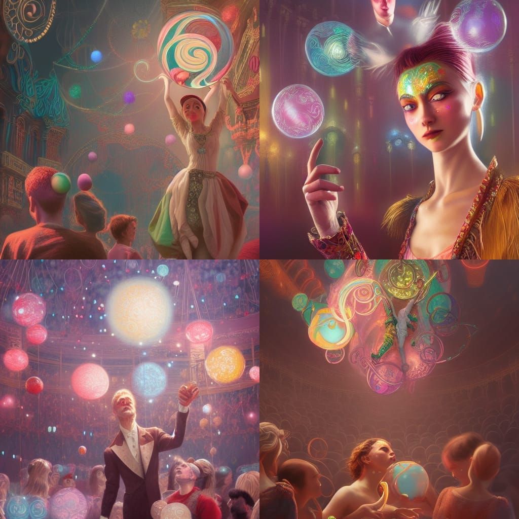 Juggler at a Circus: A Digital Pastel Illustration