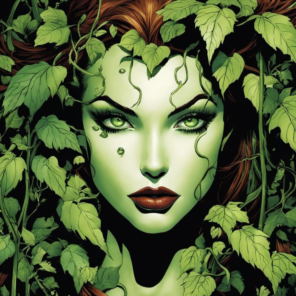 Poison Ivy in Green Vines Comic Art