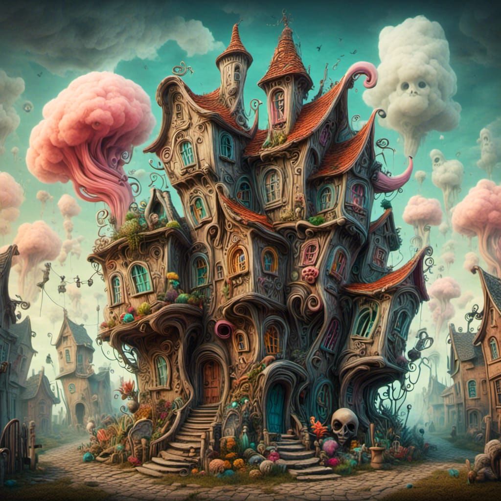 Chibi Skeleton in a Dreamlike Landscape