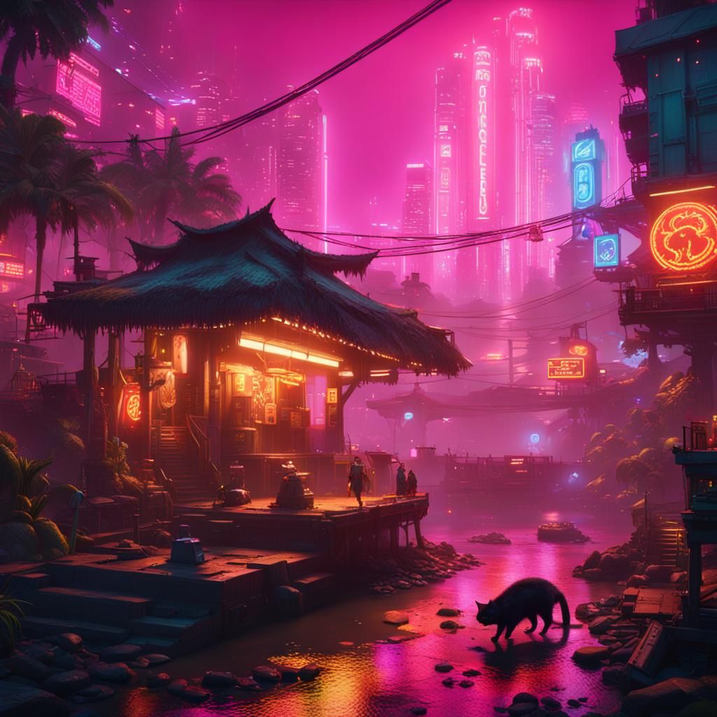 Hero Cats Discover Crab Village in Cyberpunk Jungle