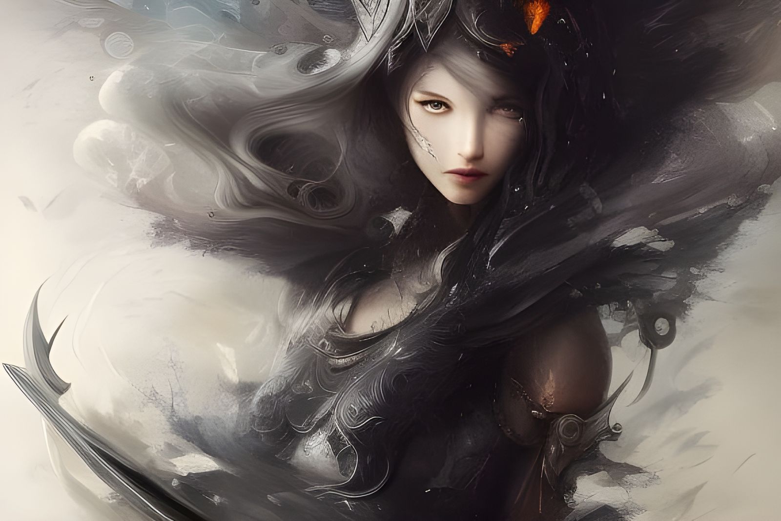 Cat with Sword in Storm: Fantasy Art