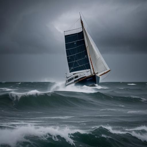 Sailboat in Stormy Sea: Dramatic Photography