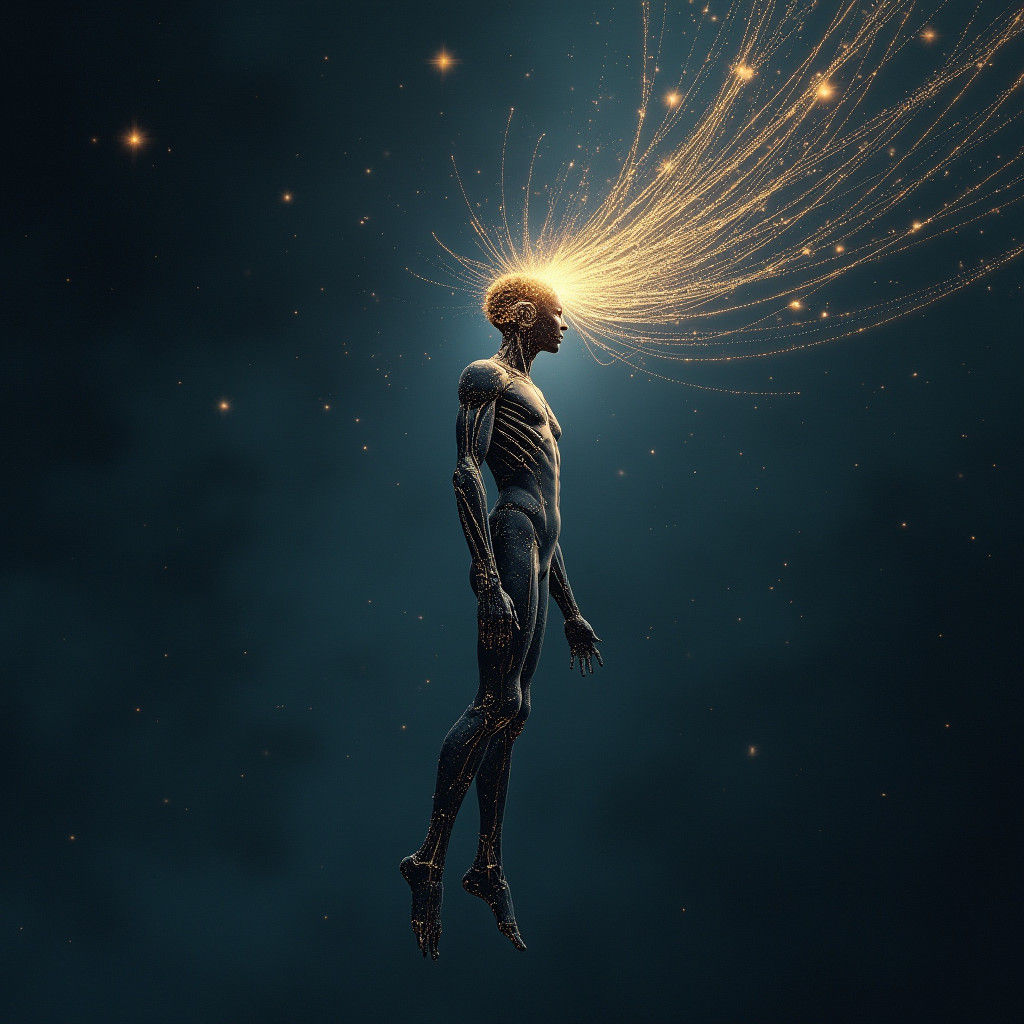 A Cosmic Entity Overlooks the Universe with Celestial Crown