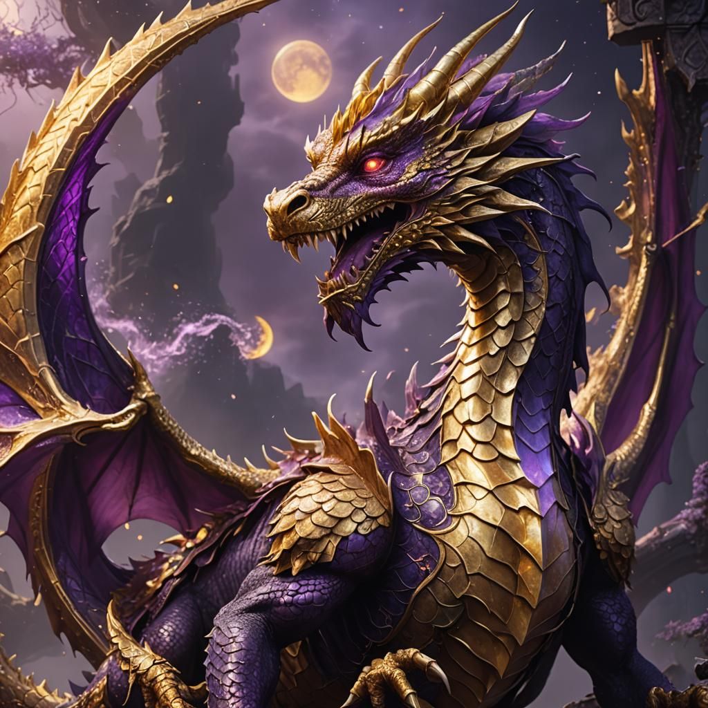 Golden Purple Dragon at Mystical Border