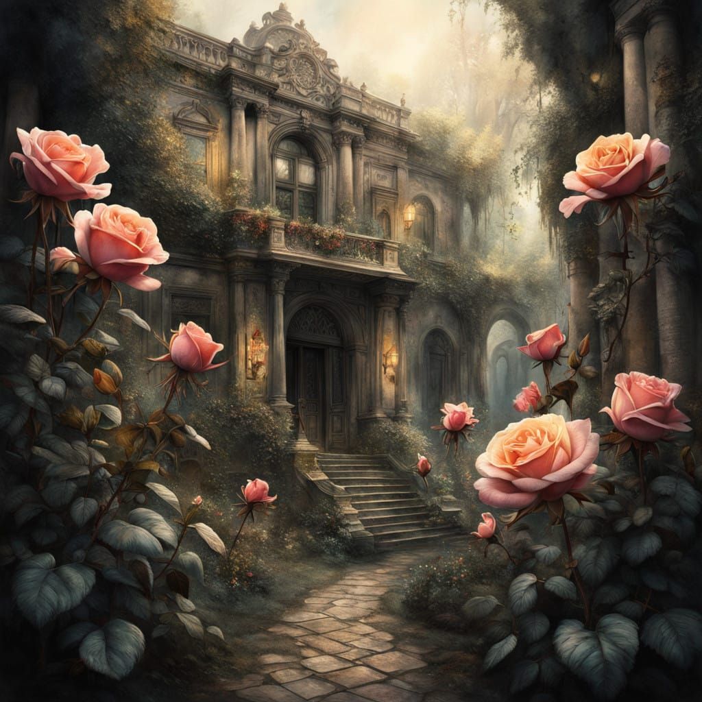 Ethereal Roses Bloom in a Whimsical Garden of Dreams