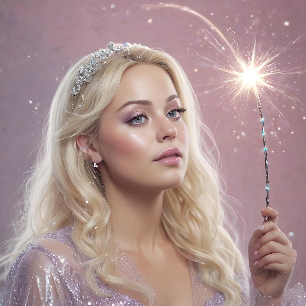 Sparkling Ghost Wields Fairy Wand in Digital Art