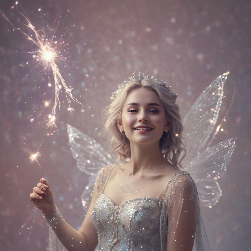 Sparkling Ghost Woman Wields Fairy Wand