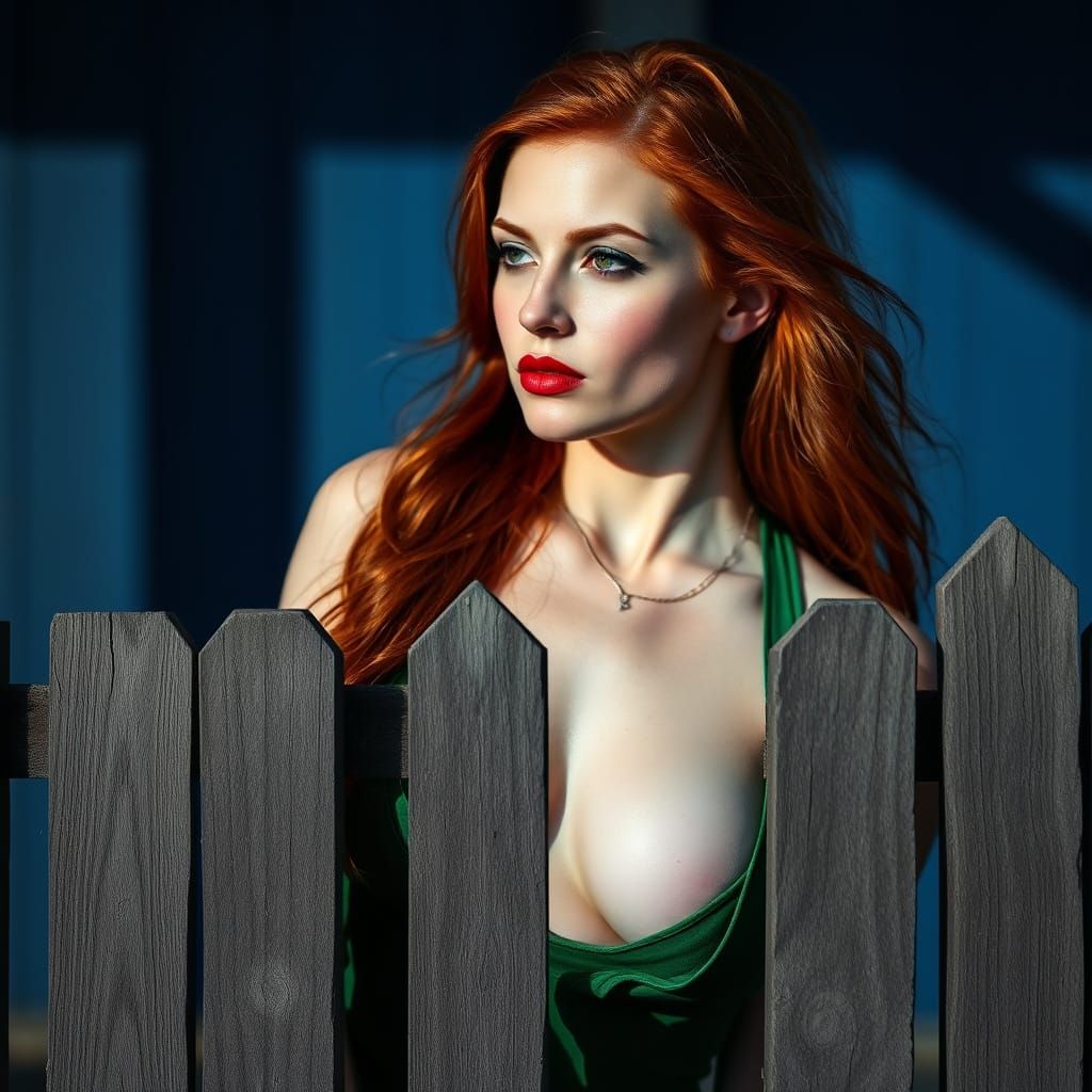 Dilapidated Fence with Ukrainian Pin-up Silhouette