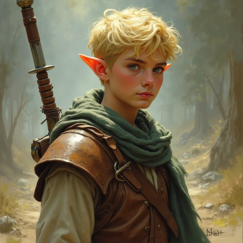 High Elf Oil Painting with Dramatic Lighting