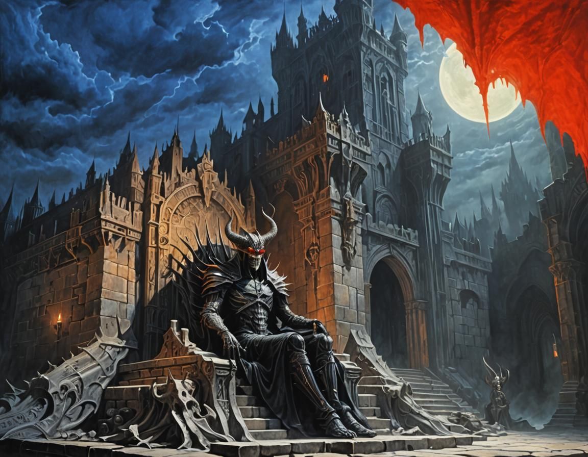Demonic Figure Enthroned: A Dark Fantasy Vision