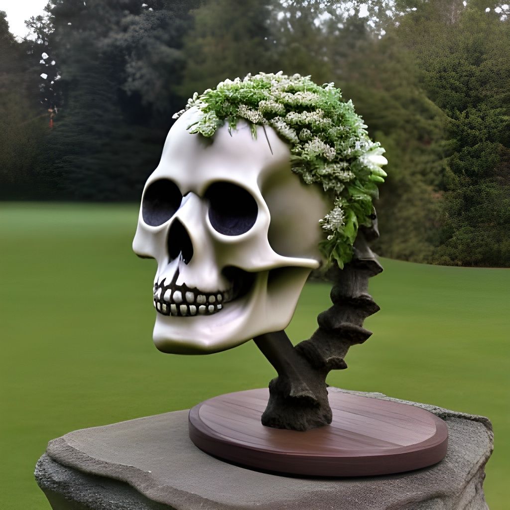 Topiary Skull Sculpture Inspired by Master Artists