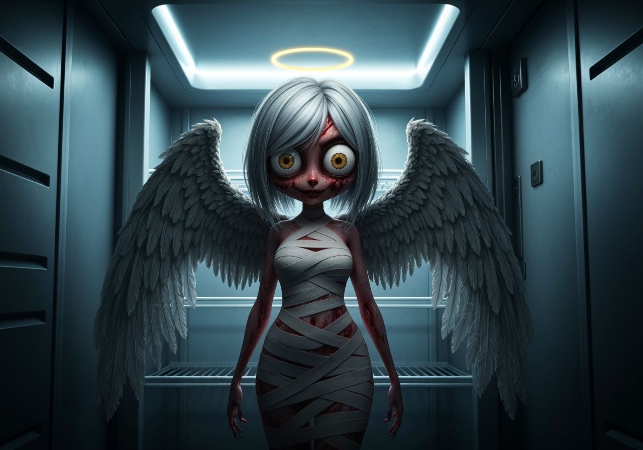 Biblically Accurate Angel in Horror Pixar Style