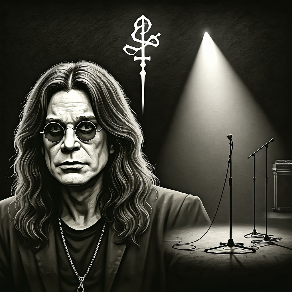 Ozzy Osbourne Memorial: Black and White Digital Collage