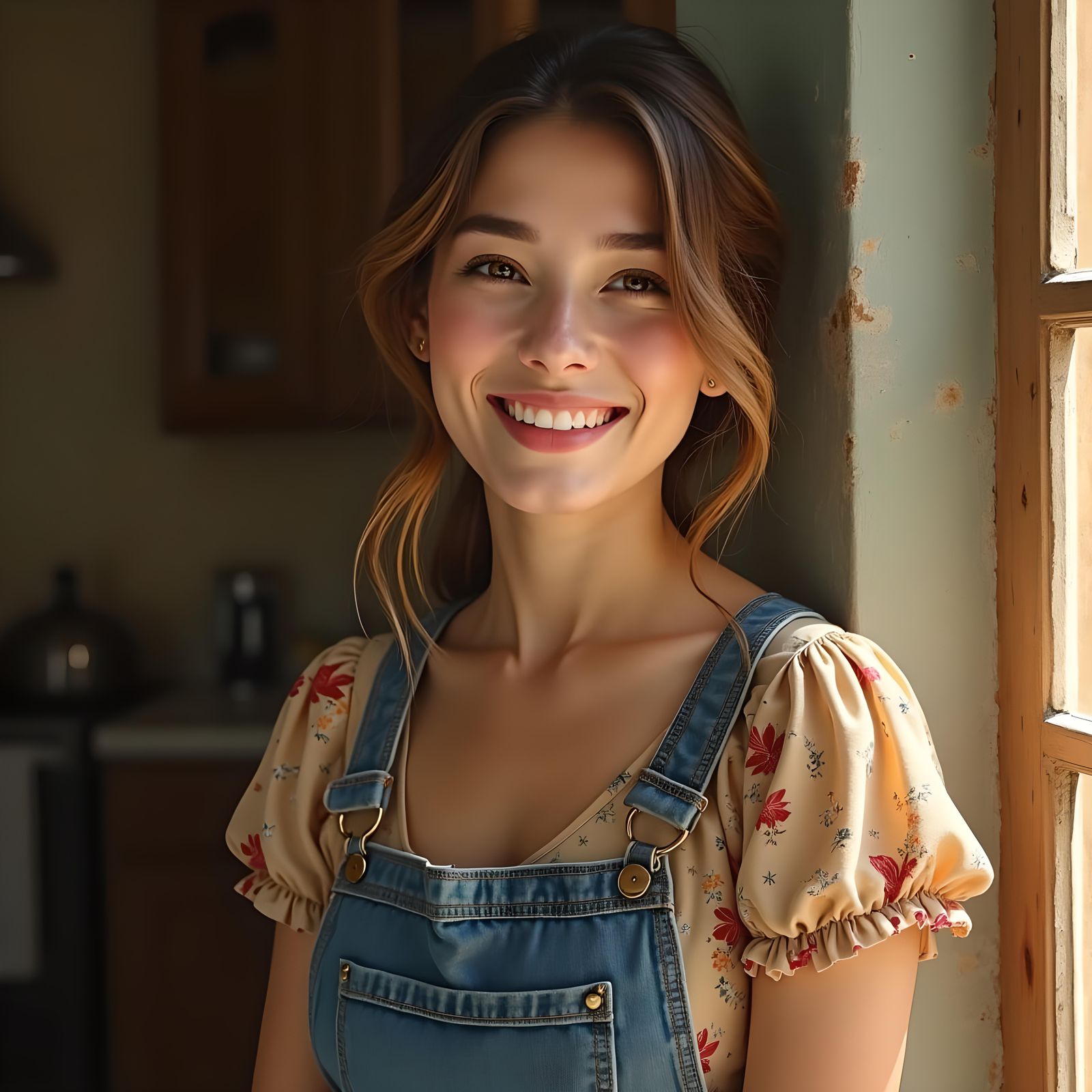 Portrait of a Joyful Young Woman in Modest Attire