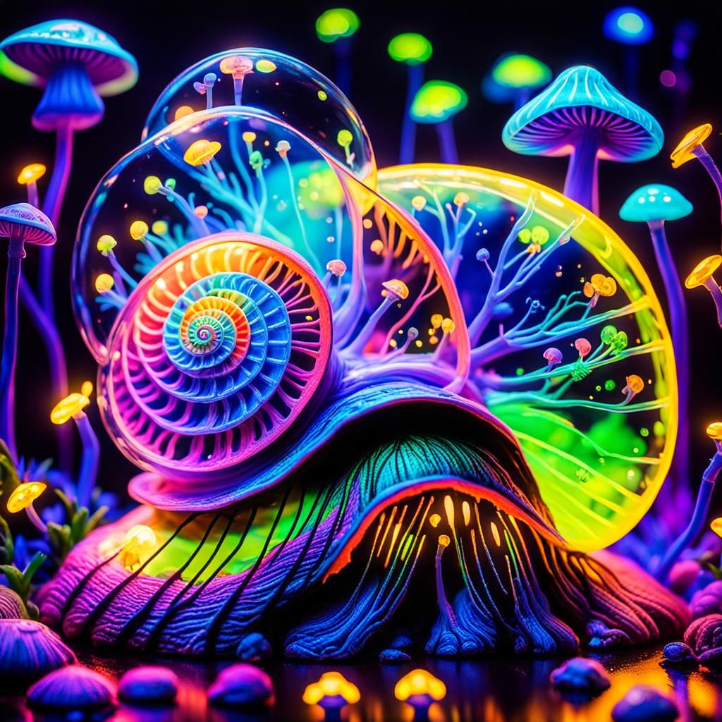 Fluorescent Snail with Miniature World, Graffiti Art