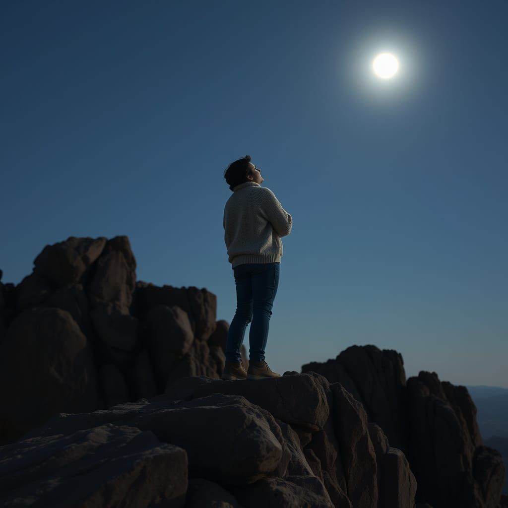 Moonlit Contemplation: Dreamy Fantasy Art