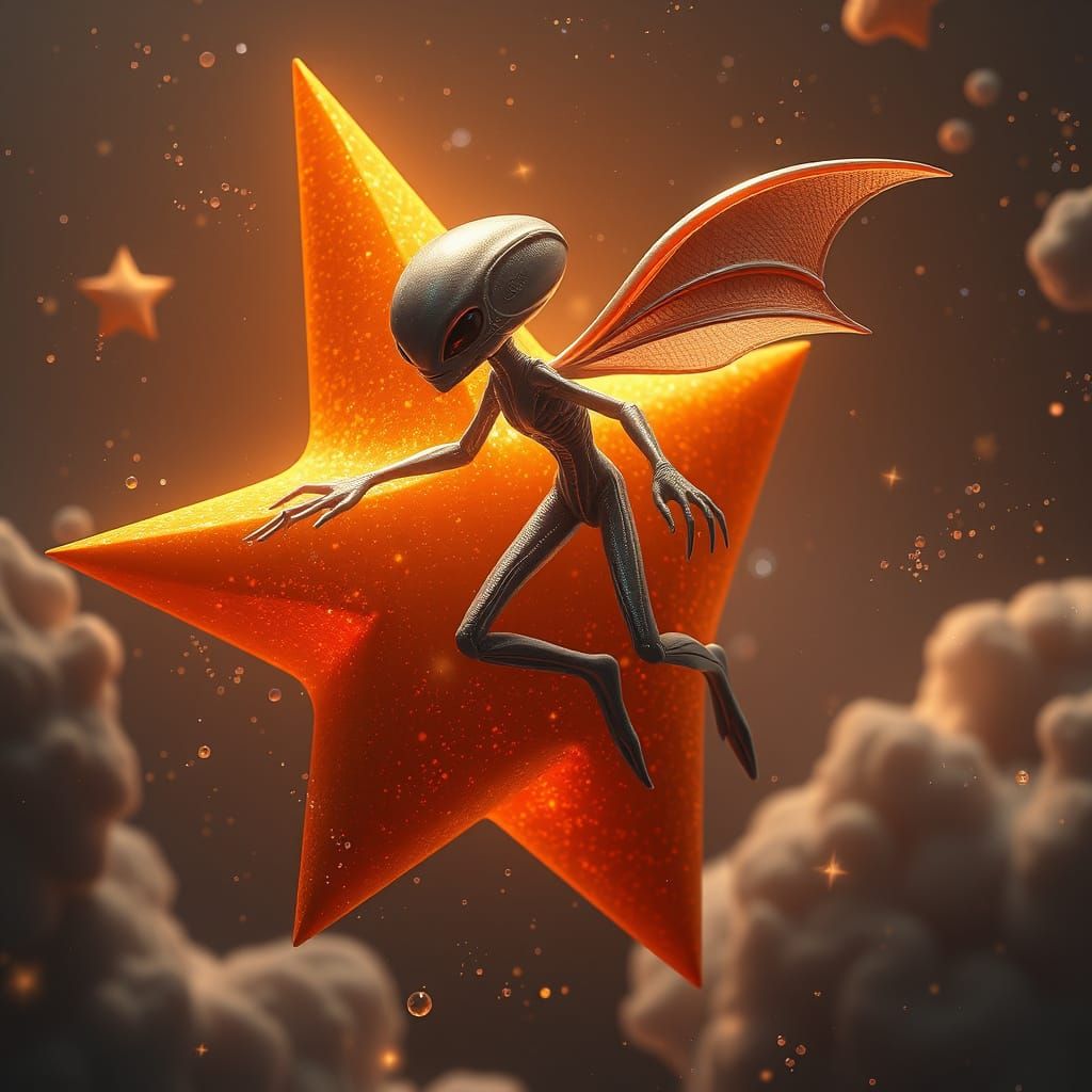 Alien Soars Through Cosmic Vistas in Cyberpunk-Inspired 3D A...