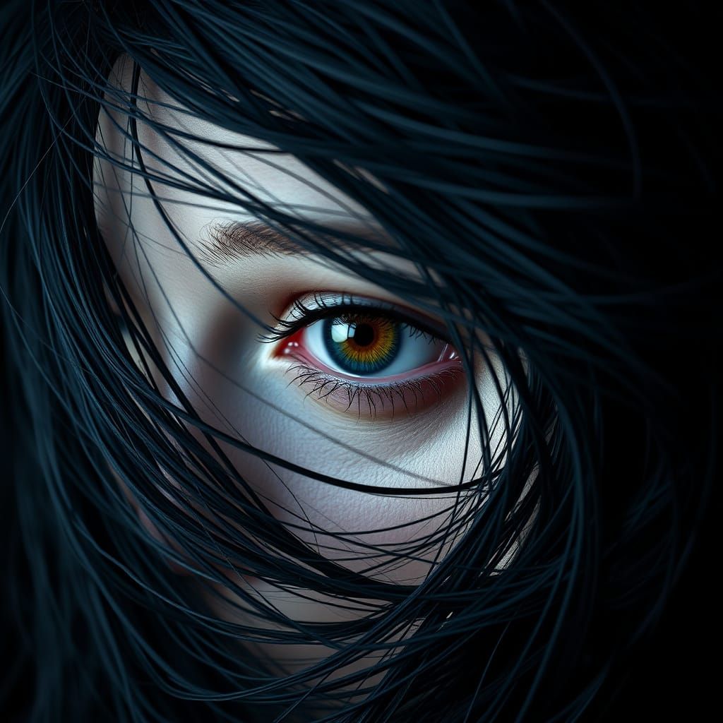 Intense, High-Contrast Portrait in a Moody, Atmospheric Styl...