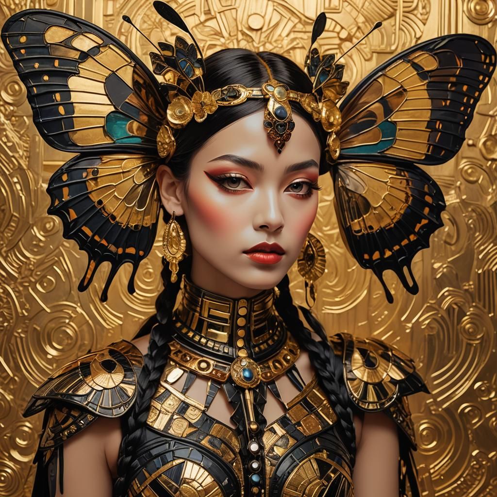 Aztec Obsidian Butterfly  Goddess Ītzpāpalōtl altar piece by...