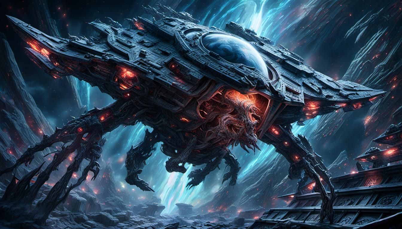 Space Monster Attack in Cosmic Storm: Biomechanical Horror