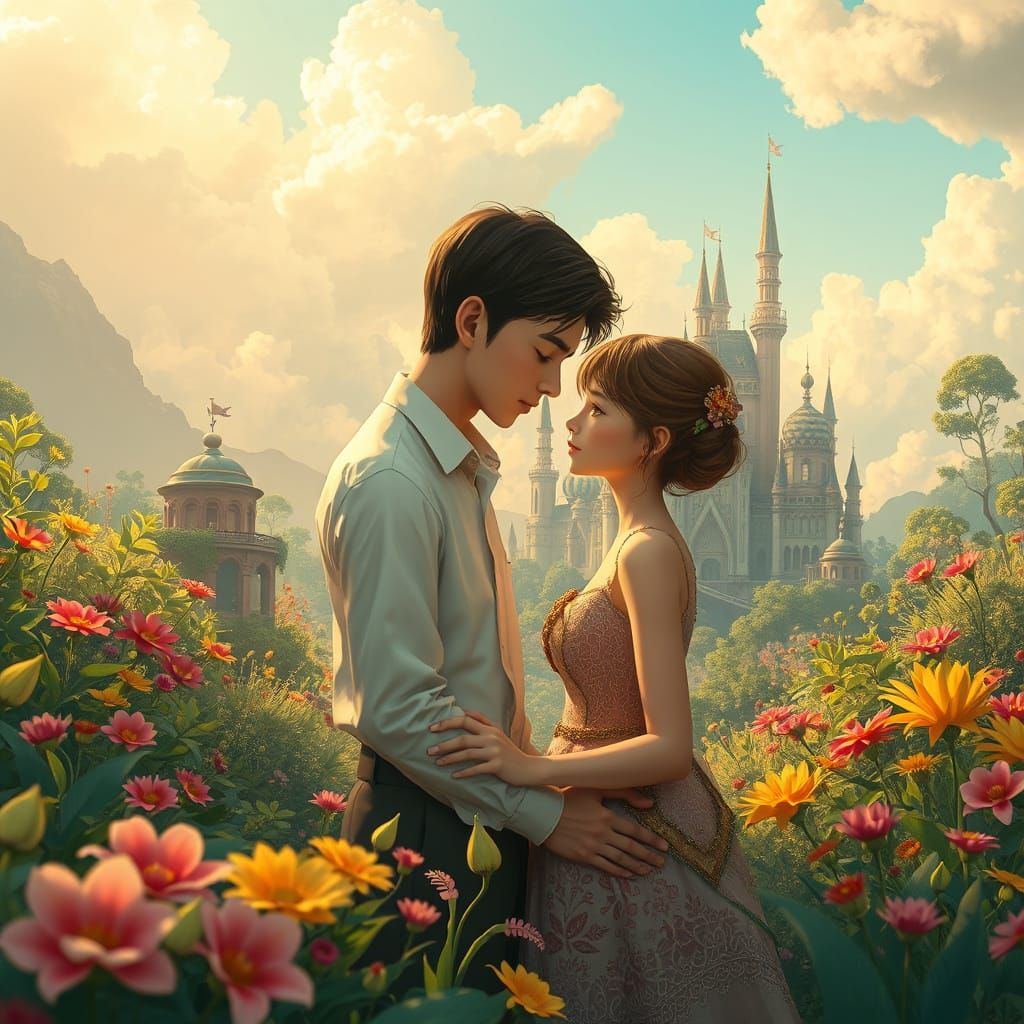Whimsical Lovers in a Fantastical Realm