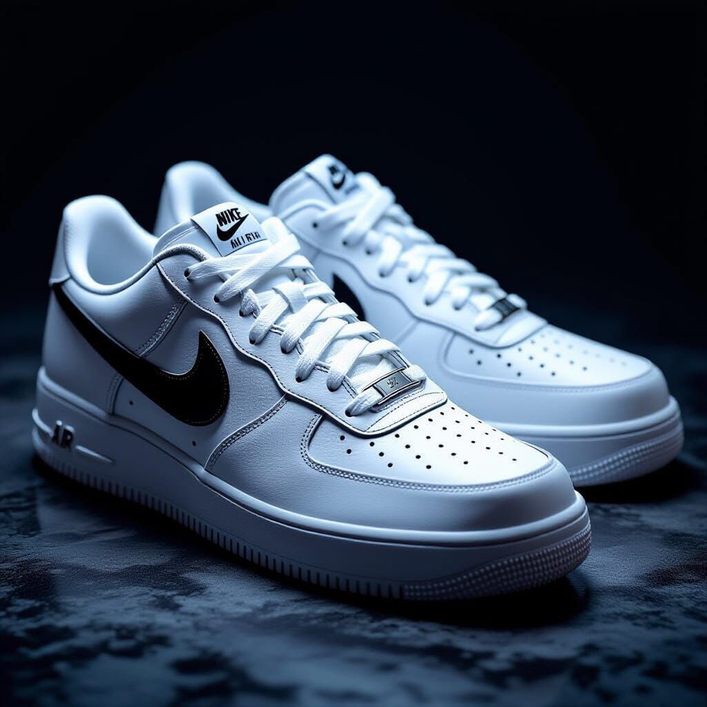 Hyperrealistic Nike Shoes on Textured Surface
