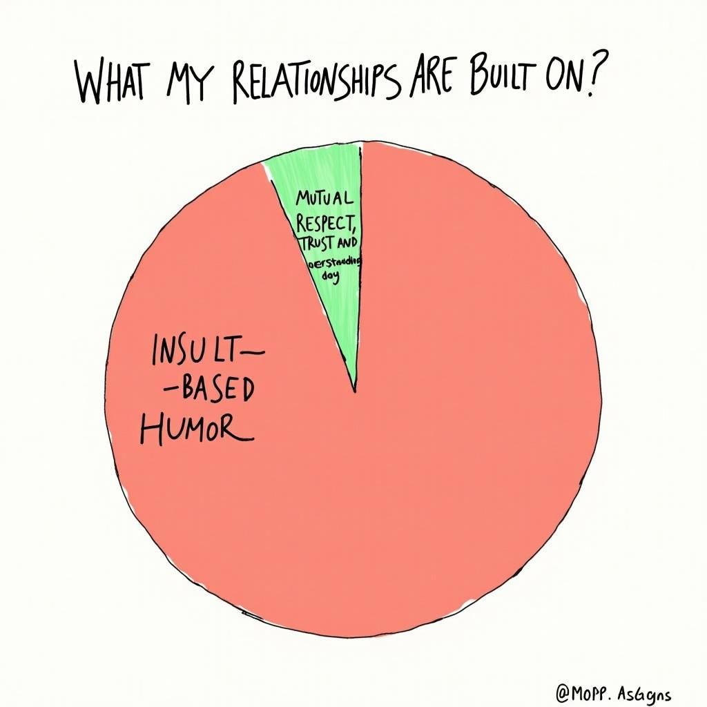 Humorous Pie Chart: Relationships Built on Insults