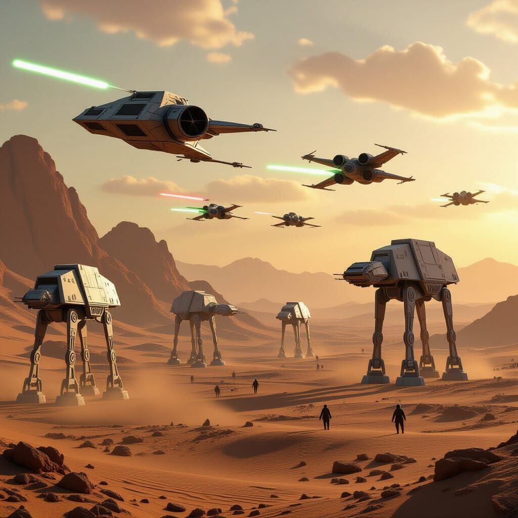 Epic Star Wars Battle on Tatooine with Aerial Dogfights