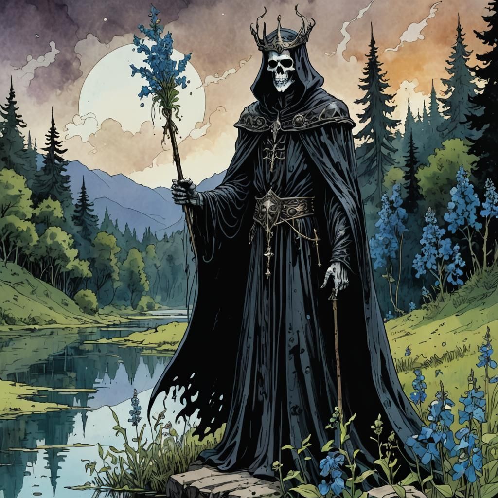 Lich in Meadow: Dark Fantasy Comic Art