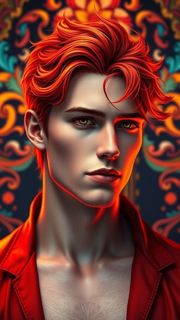 Hyper-Realistic Red Head Portrait in Art Nouveau Style