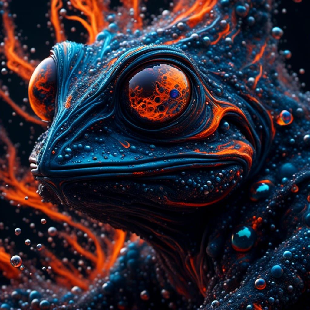 Fiery Frog in Mystical Flames, Fantasy Artwork