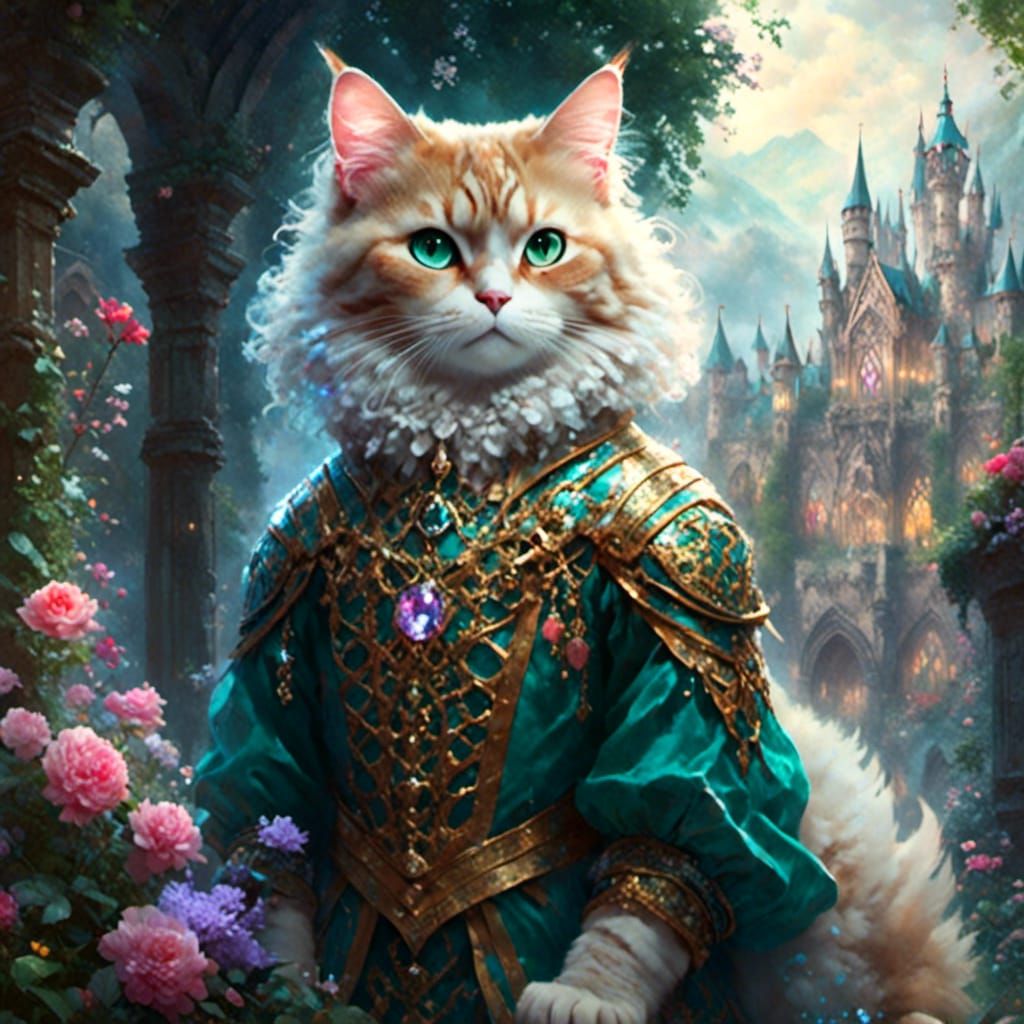 Cat Royalty in Medieval Clothing: Ethereal Fantasy