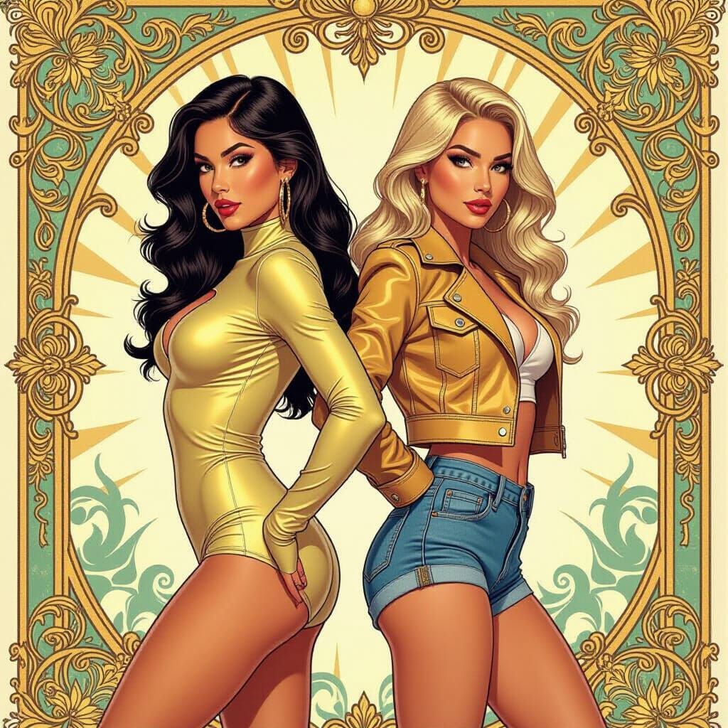 Glamorous Latina Women in Art Nouveau Style