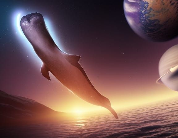 giant whale swimming through space with planets and stars a masterpiece, 8k resolution, dark fantasy concept art, dynami...