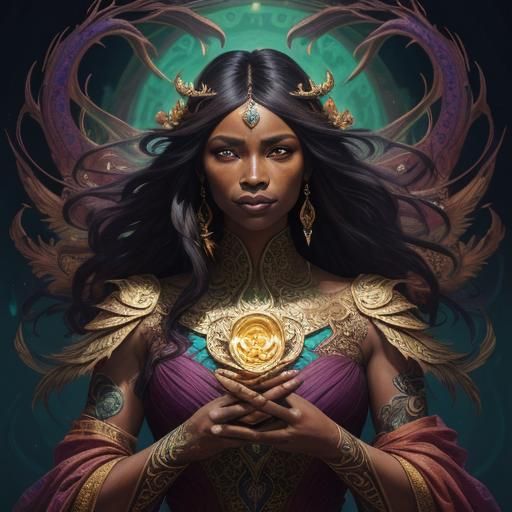 Dragon Peacock Woman in Abstract Expressionism Style