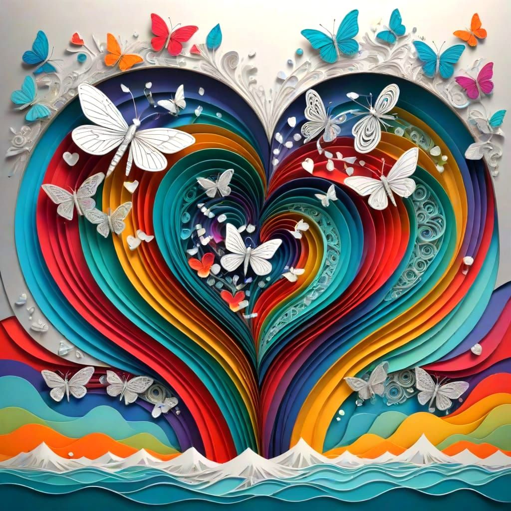 Whimsical Surrealism in Vibrant Mixed Media Masterpiece