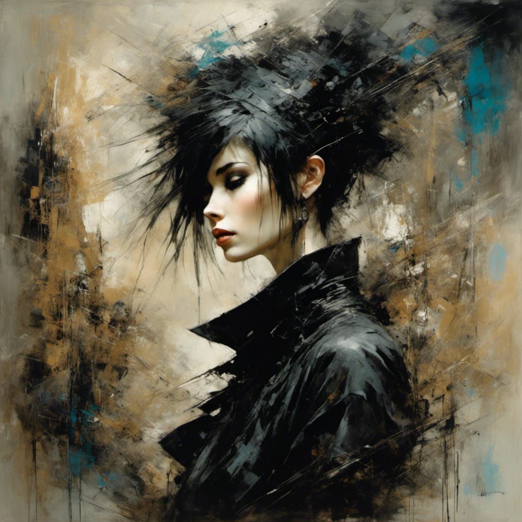 Girl in Crosshatch Style