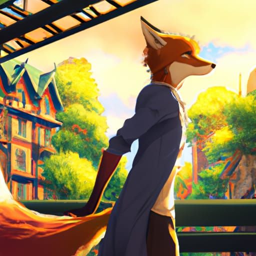 Fox Furry in Studio Ghibli Anime Style